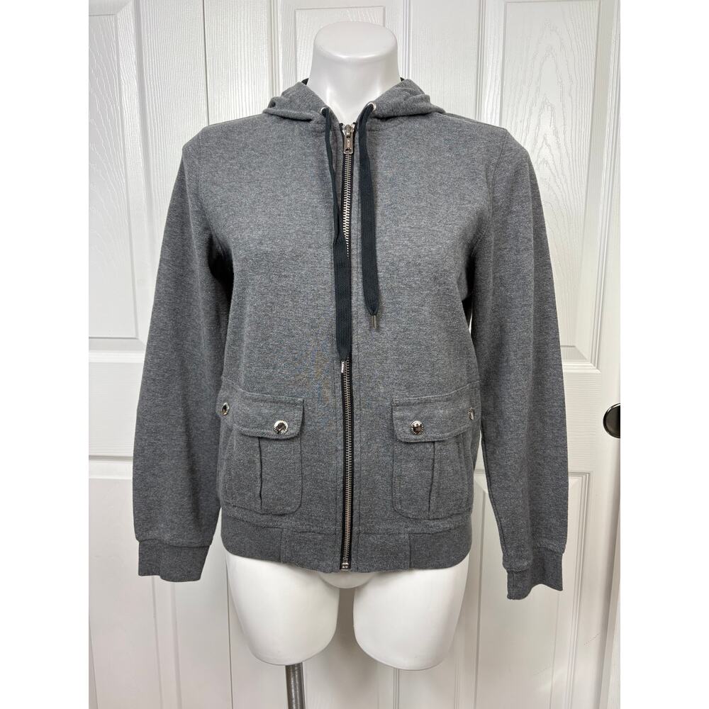 Ralph Lauren Gray Solid Full Zip Hoodie Size M Long Sleeve Jacket Cotton Blend